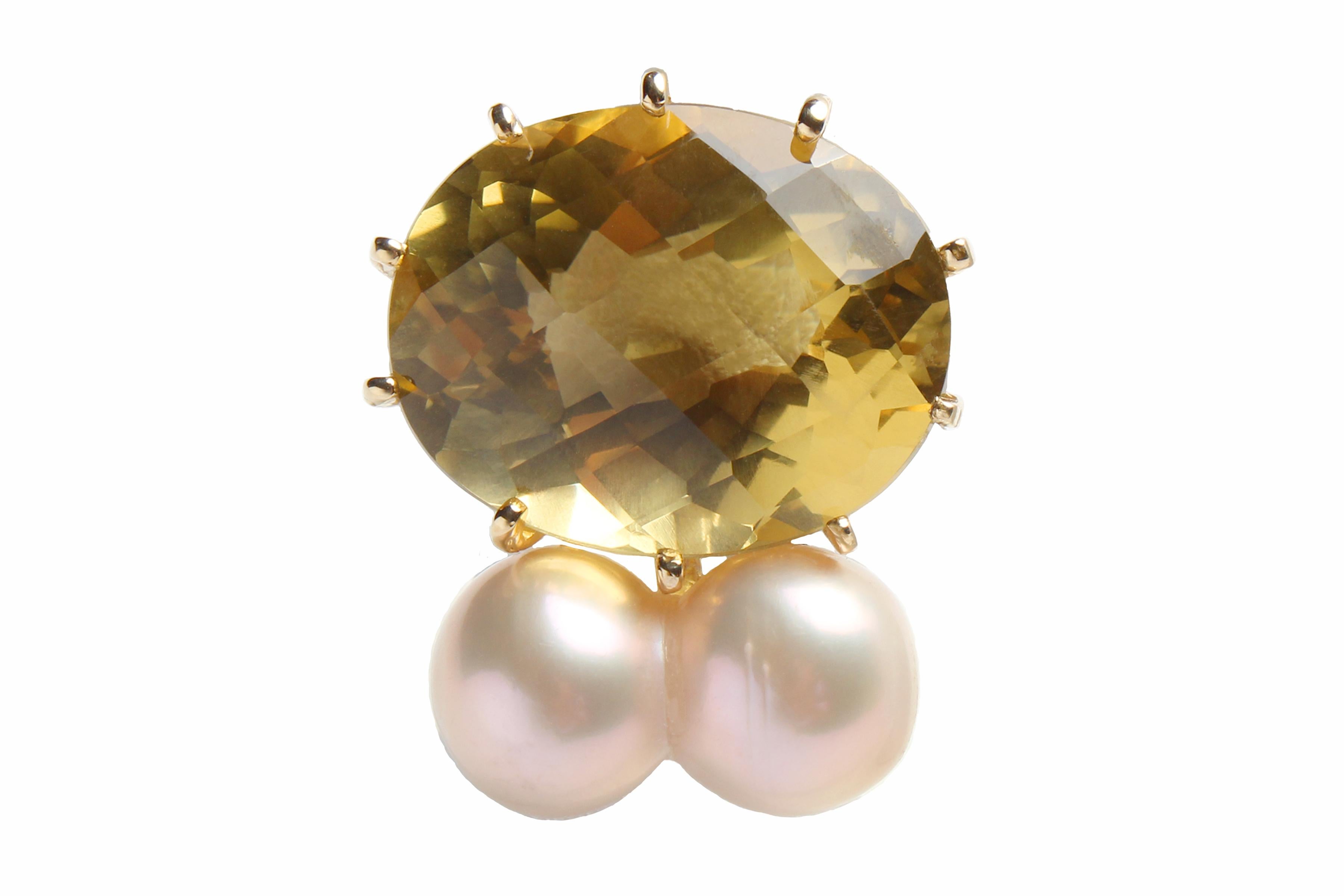 Im Angebot: ClariSSA BRONFMAN Gelber Topas Twin Perle Gold 