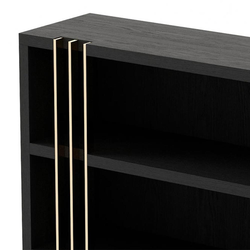 Stainless Steel Clark Black Ash Bookcase For Sale