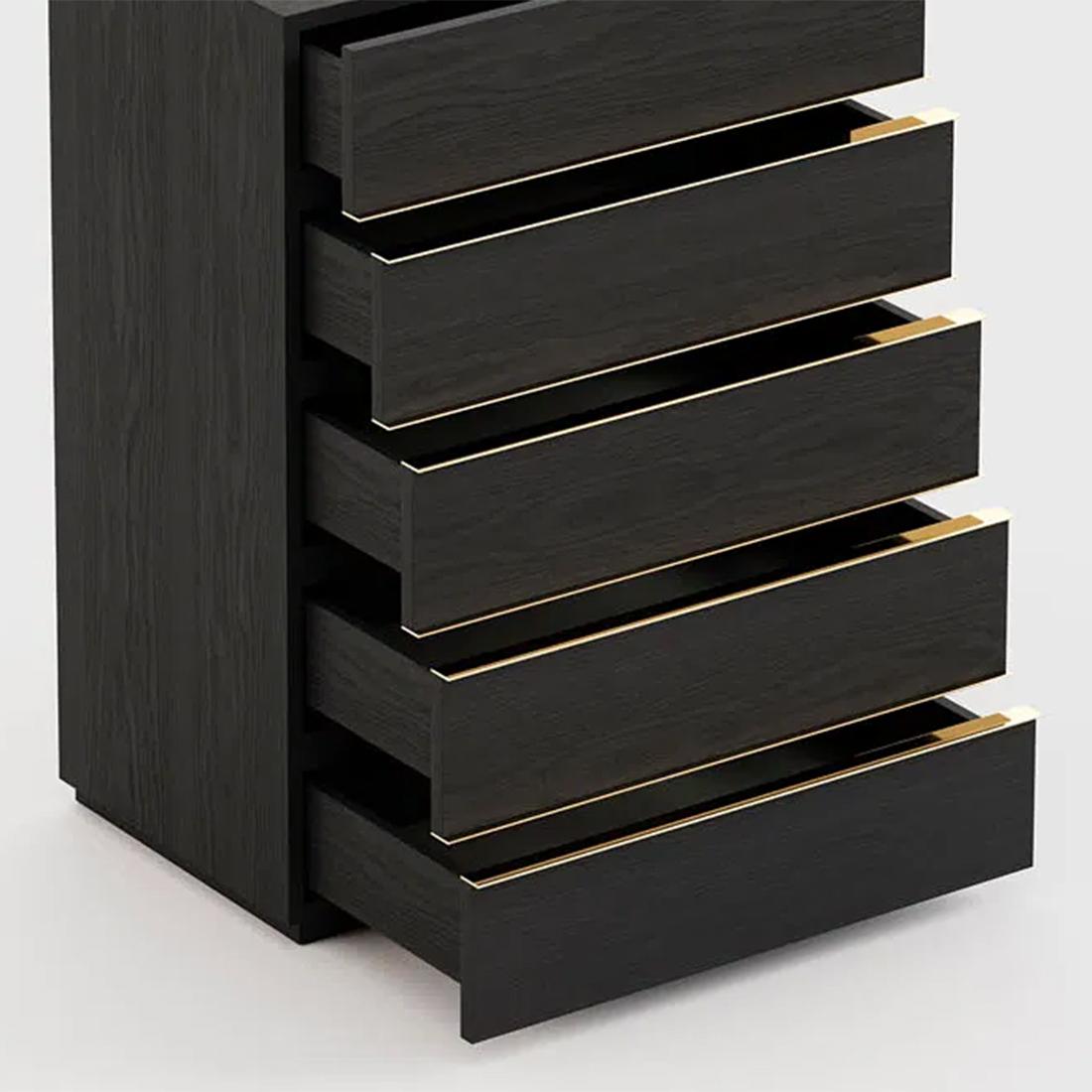 Spanish Clark Black Ash High Chest of Drawers For Sale