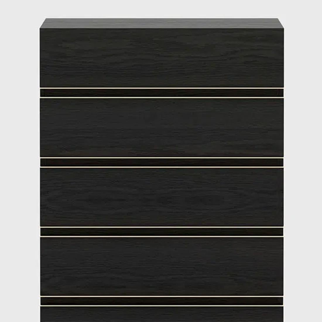 Blackened Clark Black Ash High Chest of Drawers For Sale