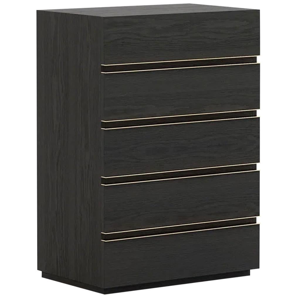 Clark Black Ash High Chest of Drawers For Sale