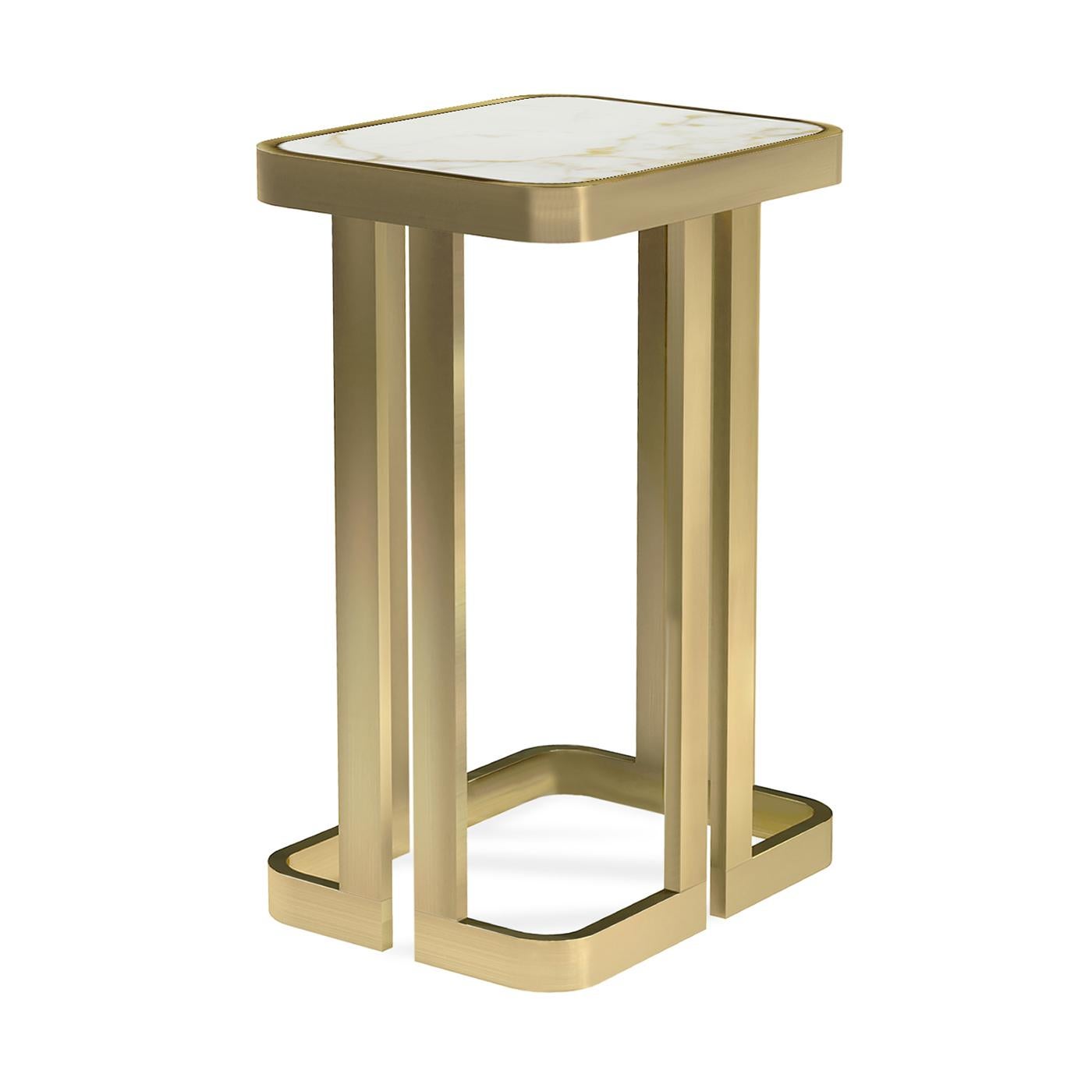 Clark Brushed Brass and Marble Side Table by Studio 63 In New Condition In Milan, IT