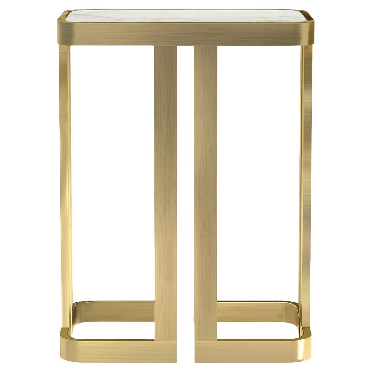 Clark Brushed Brass and Marble Side Table by Studio 63