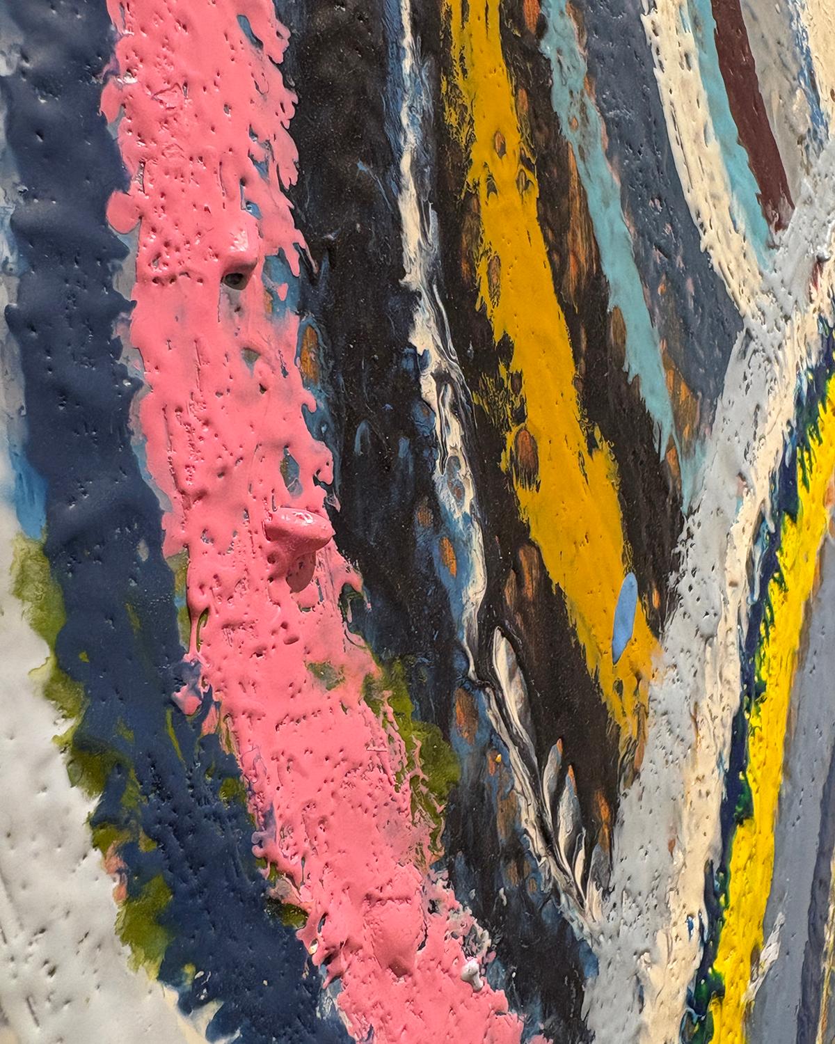 Curves I (Frank Stella Inspired Abstract Line Painting in Encaustic on Panel) For Sale 5
