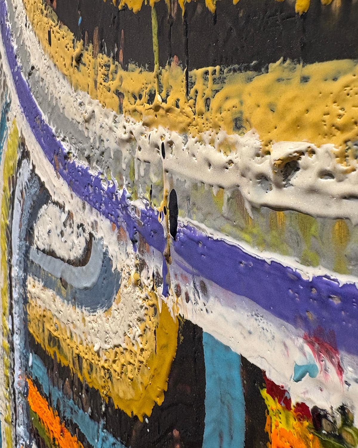 Curves I (Frank Stella Inspired Abstract Line Painting in Encaustic on Panel) For Sale 6