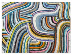 Curves I (Frank Stella Inspired Abstract Line Painting in Encaustic on Panel)