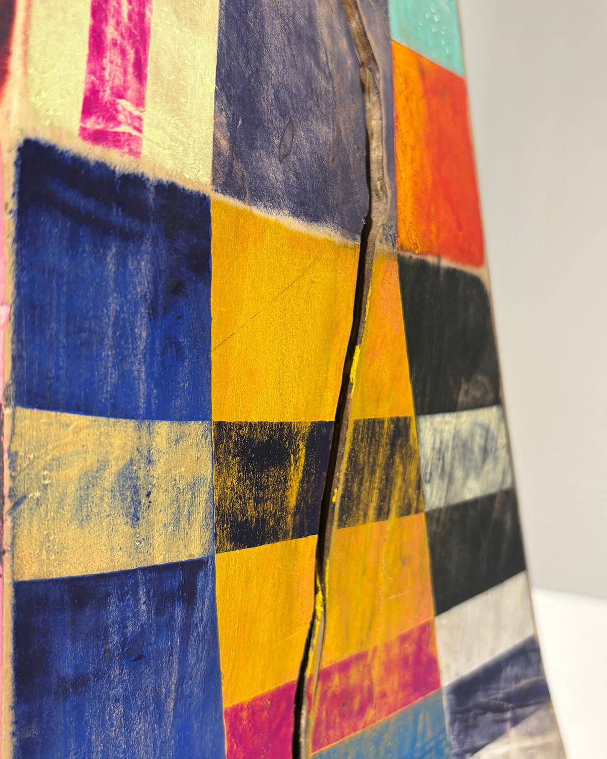 Viaggiatore del tempo, Ondata di calore (scultura astratta in legno ispirata a Frank Stella) in vendita 8