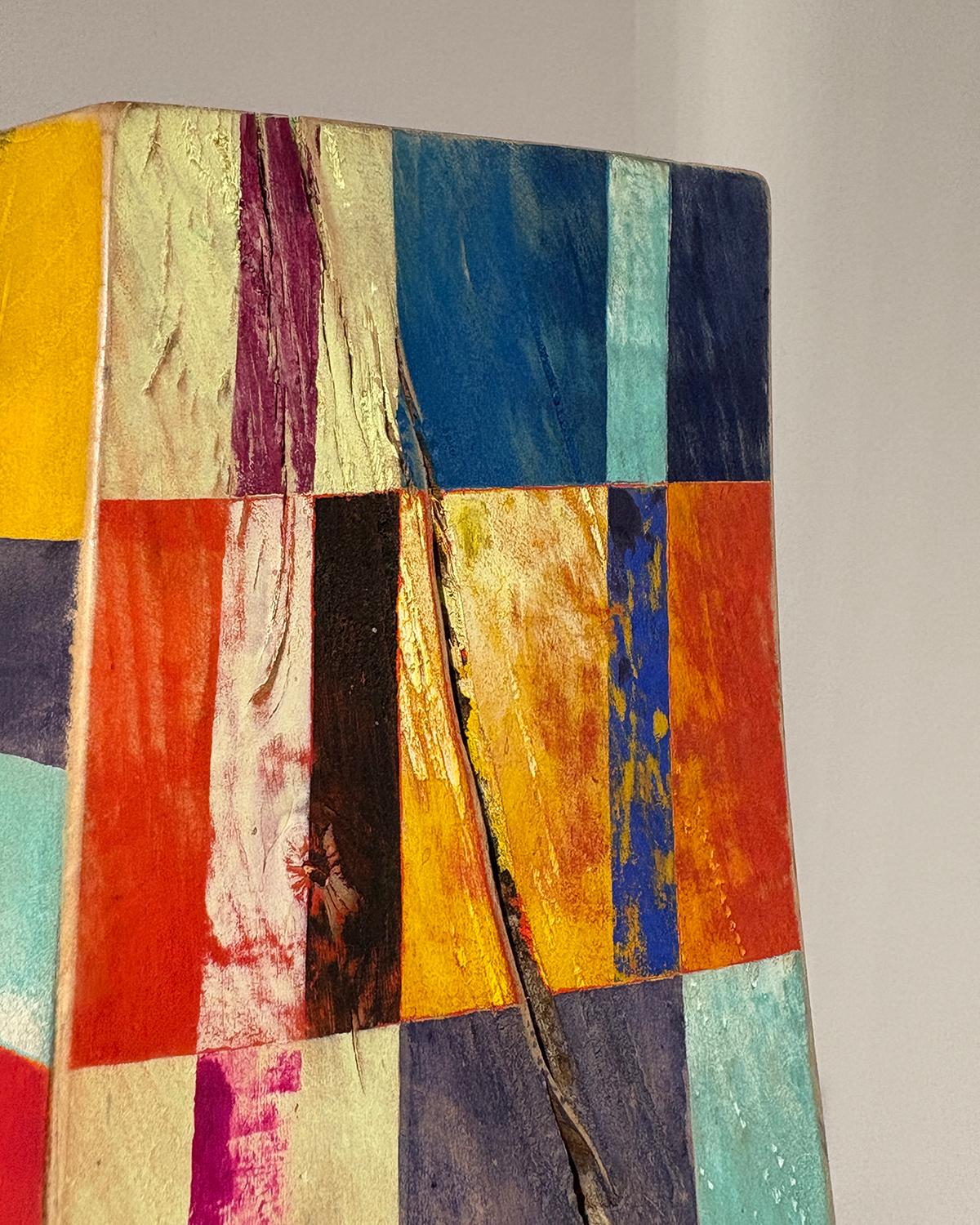 Viaggiatore del tempo, Ondata di calore (scultura astratta in legno ispirata a Frank Stella) in vendita 9