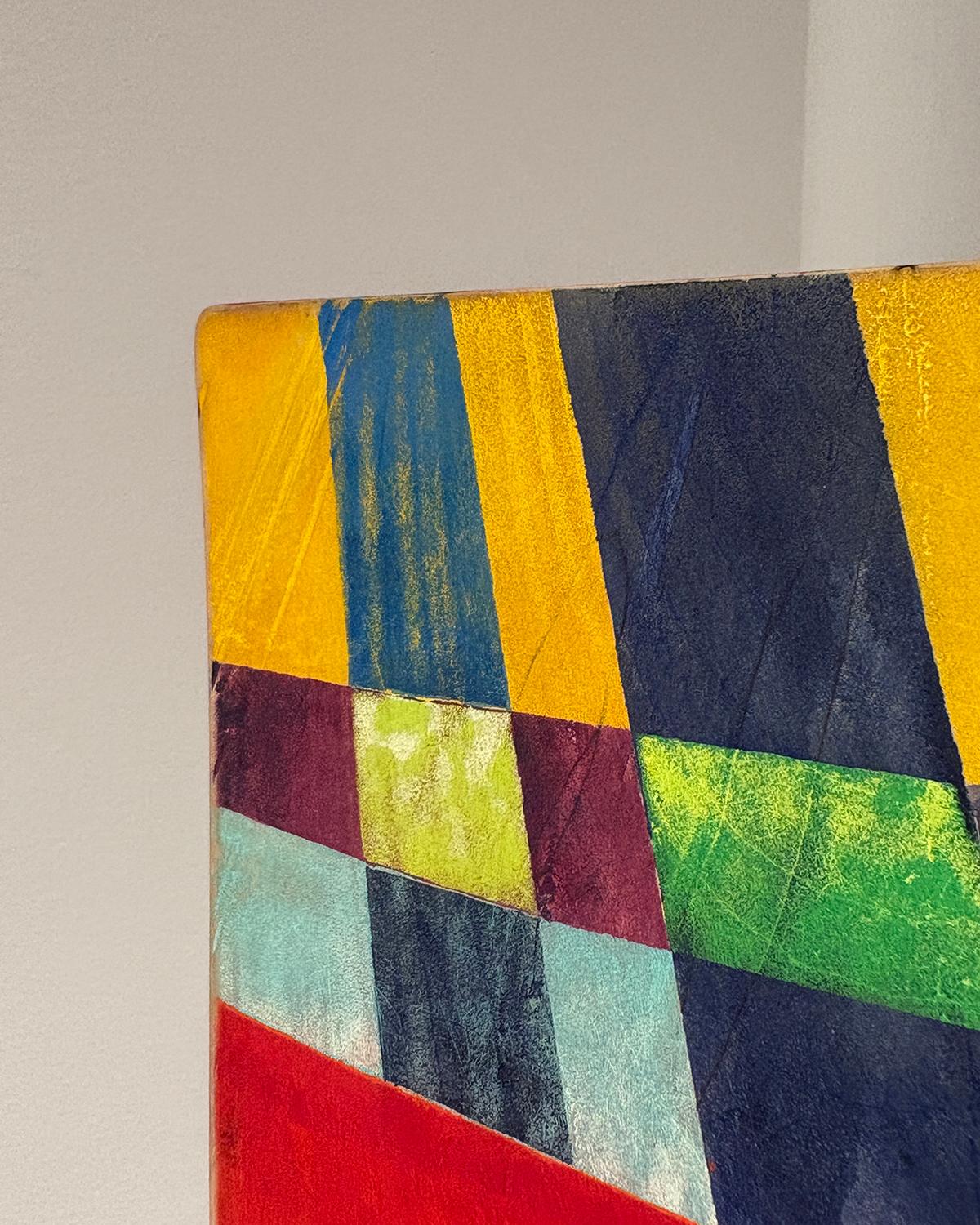 Viaggiatore del tempo, Ondata di calore (scultura astratta in legno ispirata a Frank Stella) in vendita 10