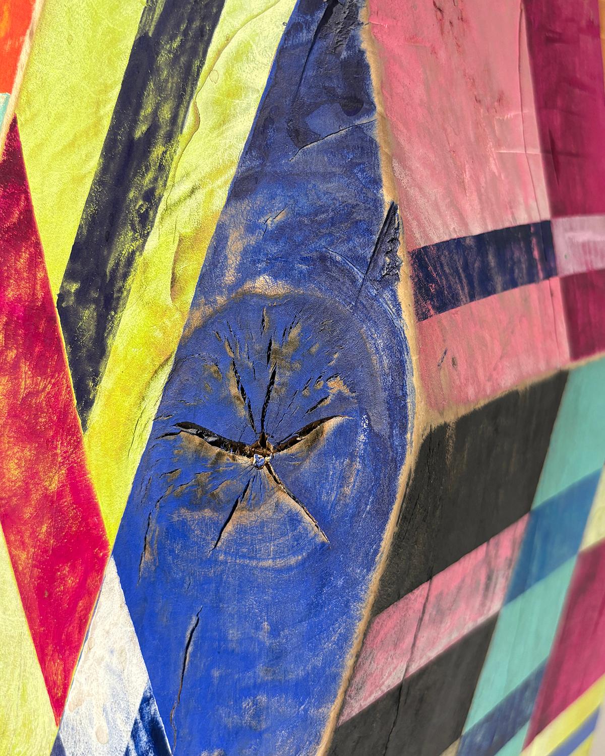 Viaggiatore del tempo, Ondata di calore (scultura astratta in legno ispirata a Frank Stella) in vendita 12