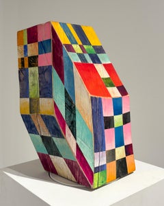 Time Traveler, Heat Wave (Frank Stella Inspired Abstract Line Wood Sculpture)