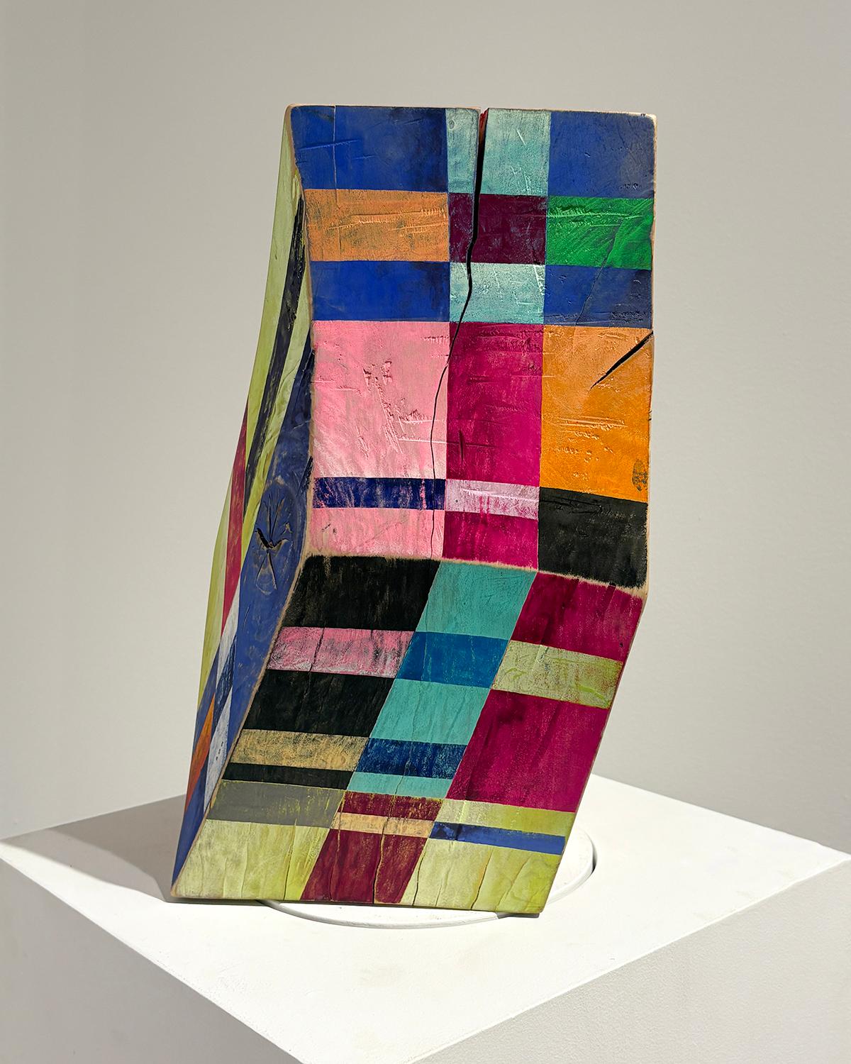 Viaggiatore del tempo, Ondata di calore (scultura astratta in legno ispirata a Frank Stella) in vendita 2