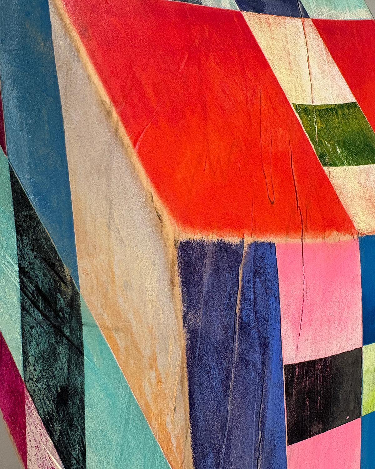 Viaggiatore del tempo, Ondata di calore (scultura astratta in legno ispirata a Frank Stella) in vendita 4