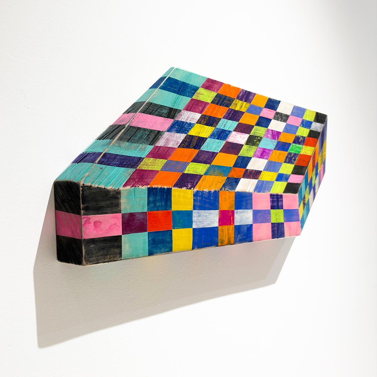 Space Drawing (Frank Stella Inspired Abstract Geometric Wood Wall Sculpture) - Beige Abstract Sculpture by Clark Derbes