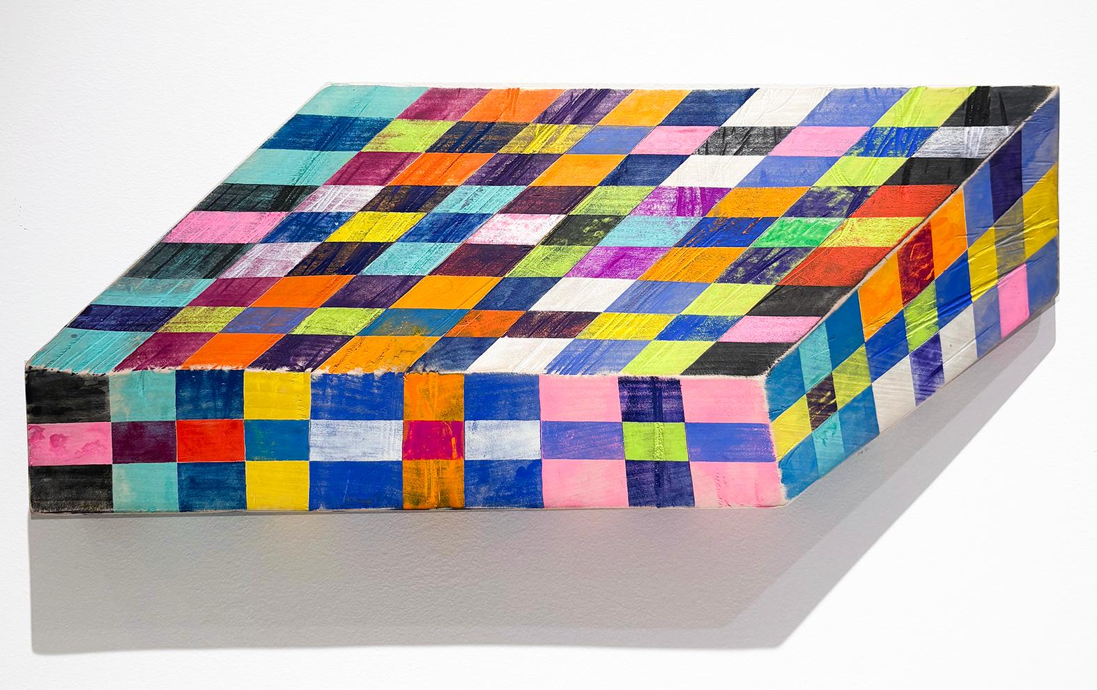 Clark Derbes Abstract Sculpture - Space Drawing (Frank Stella Inspired Abstract Geometric Wood Wall Sculpture)