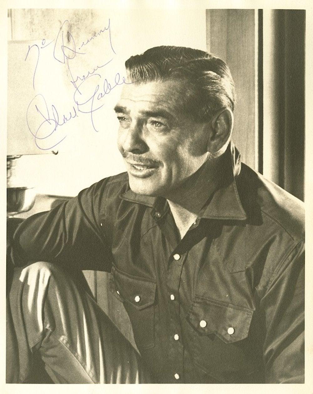 Paper Clark Gable Signed Photograph Black and White circa 1930s / 1940s