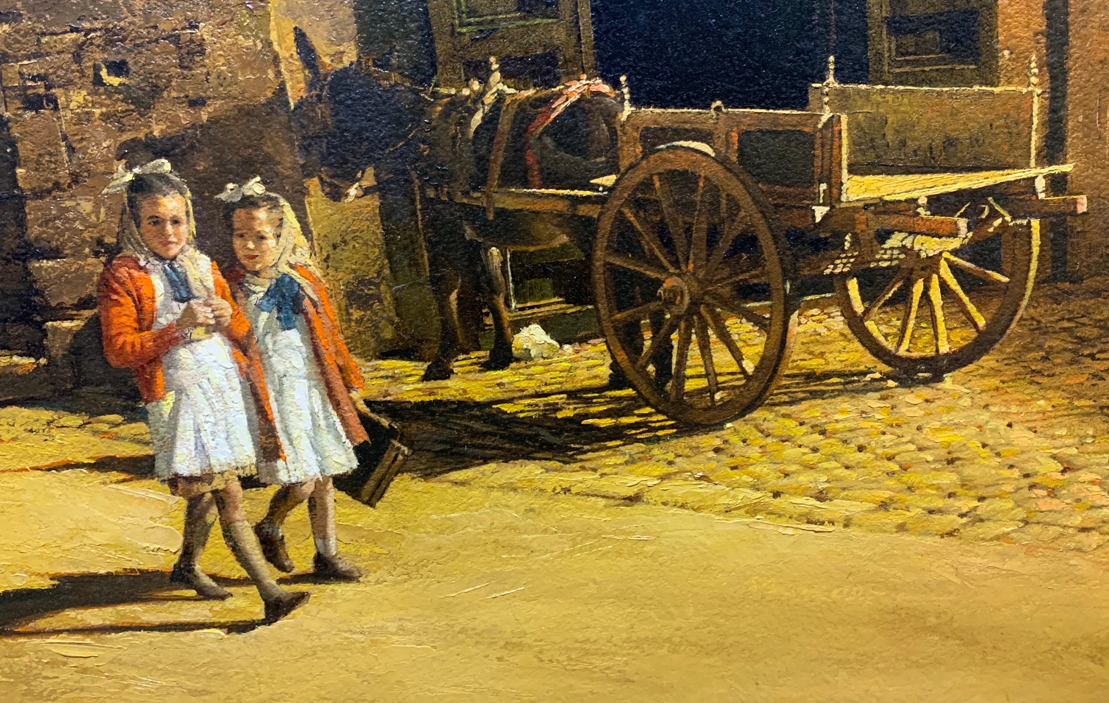 1964 Pintura al Óleo Realista Americana Niñas Sicilianas en venta 1