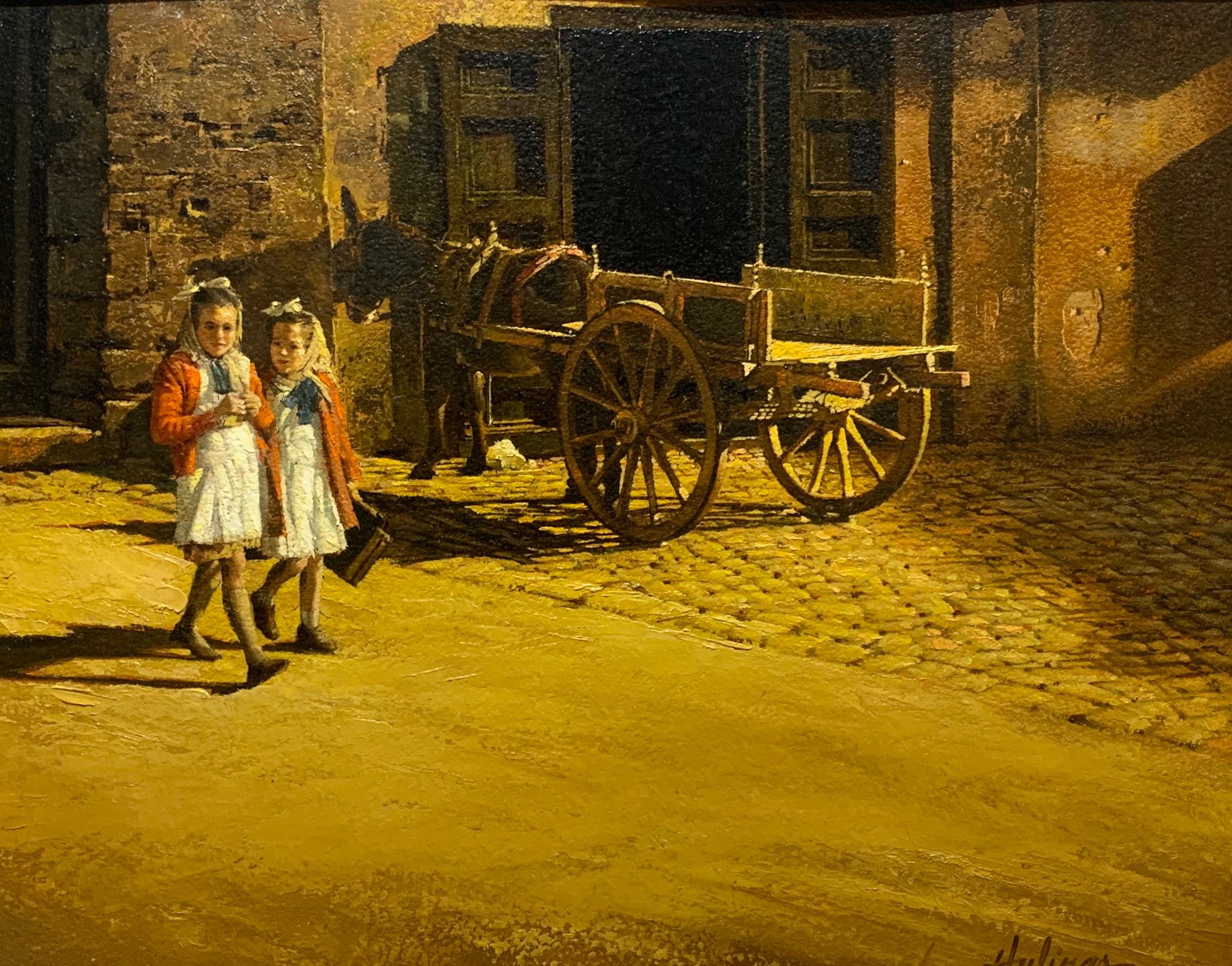 1964 Pintura al Óleo Realista Americana Niñas Sicilianas - Painting de Clark Hulings