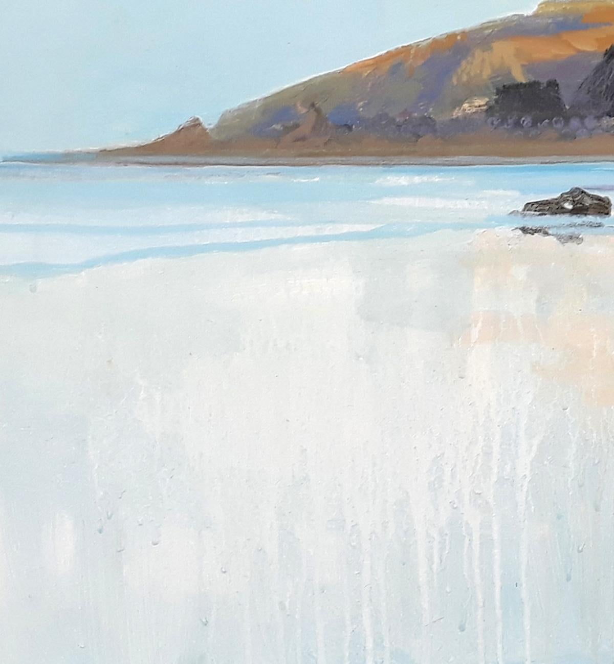Evening Light at Sandymouth is an original contemporary seascape painting by Clark Nicol. At certain times of the year/day the tide goes out a long way and you can walk for miles. This was the case when I found this beautiful scene, where the light