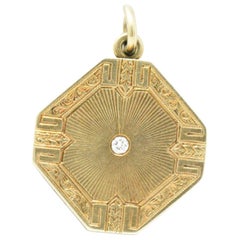 Clark Ring Co. Art Deco Diamond 14 Karat Gold Locket Pendant