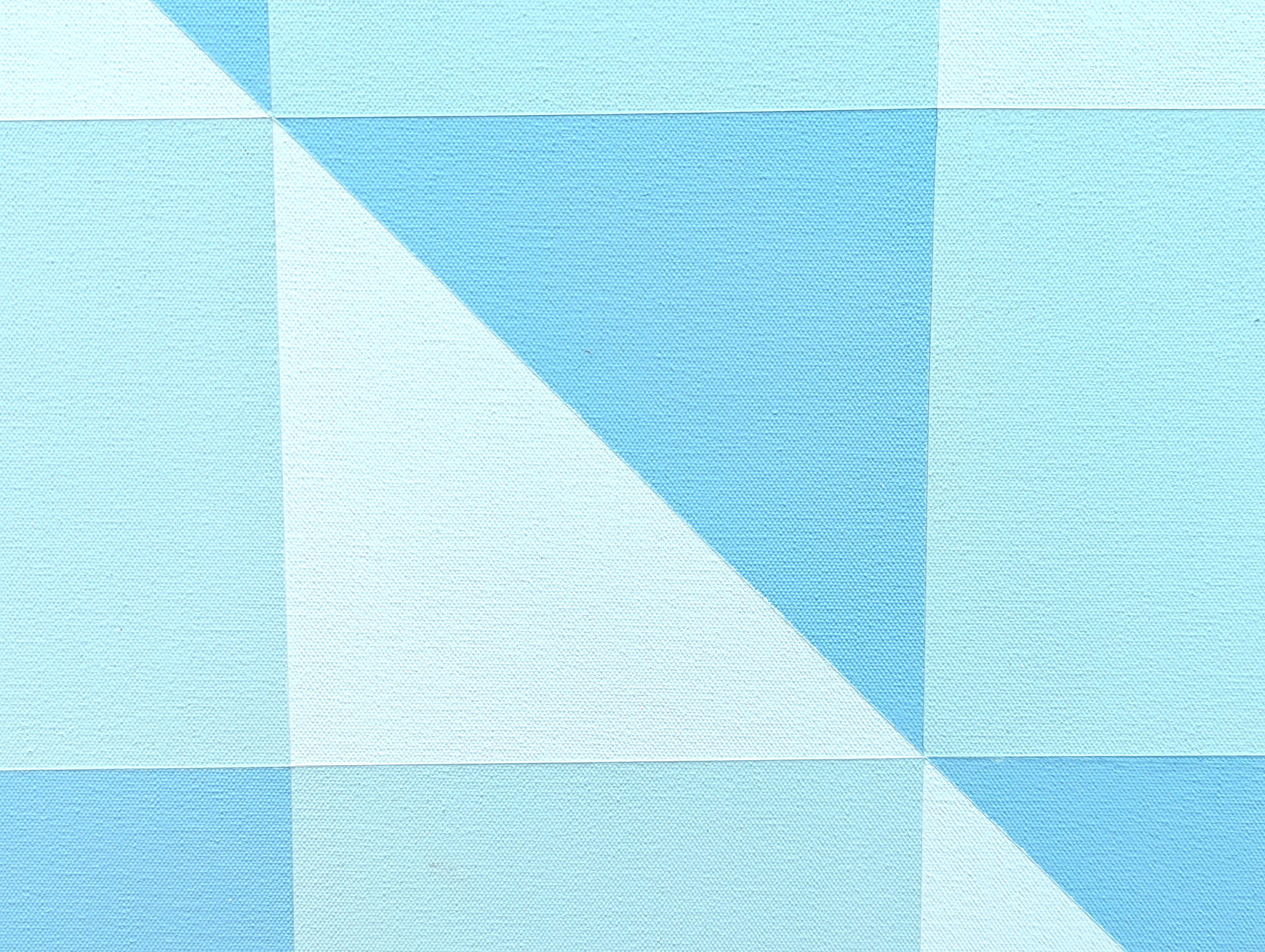„Blue Cloud“ Modernes abstraktes, geometrisches, pastellfarbenes, konisch zulaufendes Gemälde aus Leinwand im Angebot 4