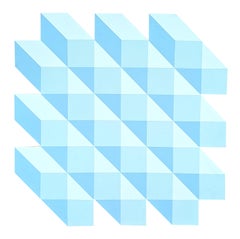 Peinture sur toile moderne abstraite géométrique Pastel Contoured / Shaped « Blue Cloud »