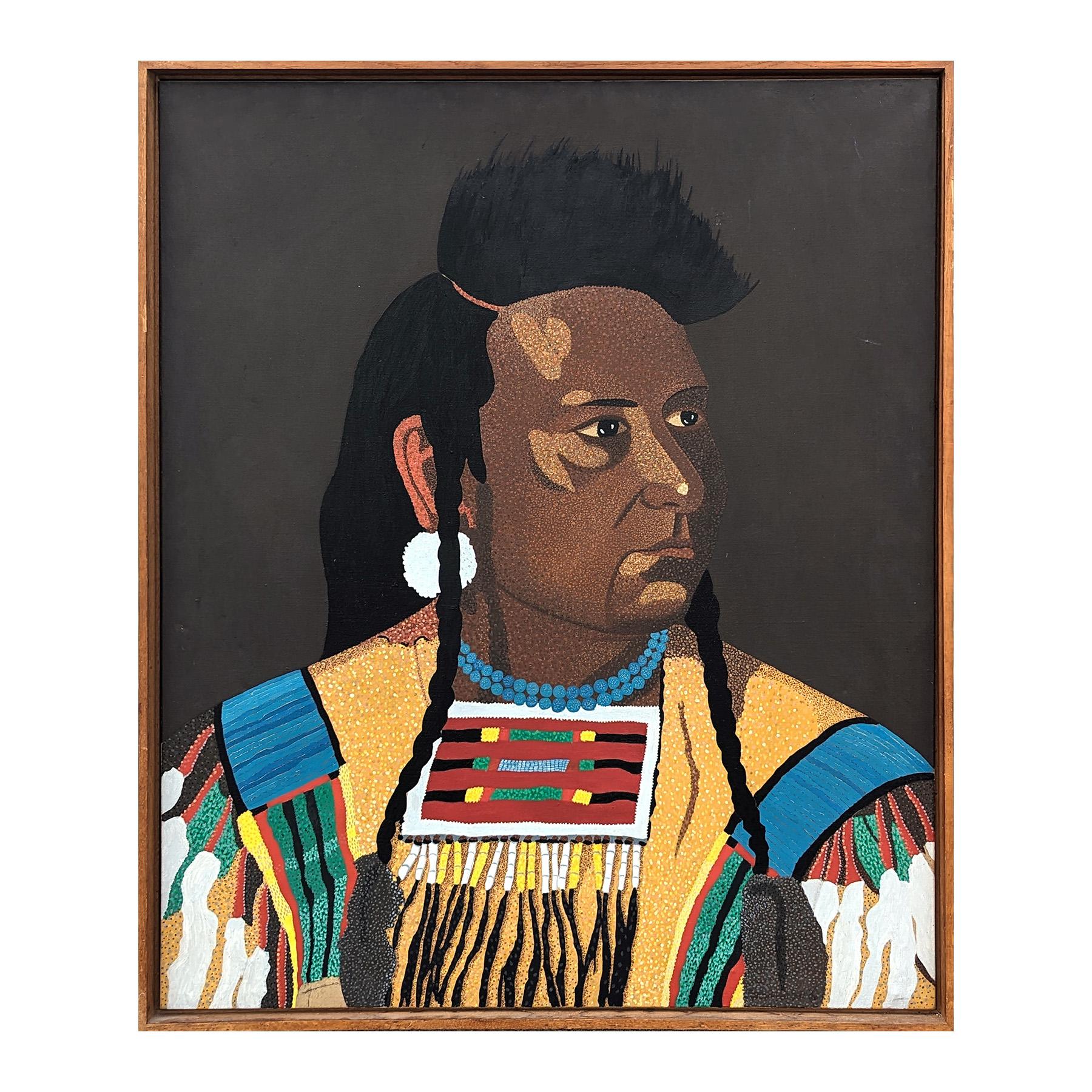 Portrait figuratif moderne de figure amérindienne « Chef Joseph »  - Painting de Clark V. Fox