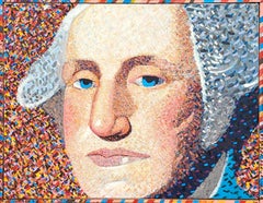 "George Washington Series" Pointillist Figurative Colorful President Portrait 