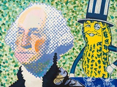 "Mr. Peanut , George y Doble Nativo" Pintura contemporánea de la cultura pop