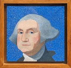 "Paris, France George Washington" Pointillist Figurative Presidential Portrait 
