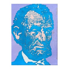 "Lincoln rosa" Retrato presidencial figurativo moderno en tonos rosa y azul