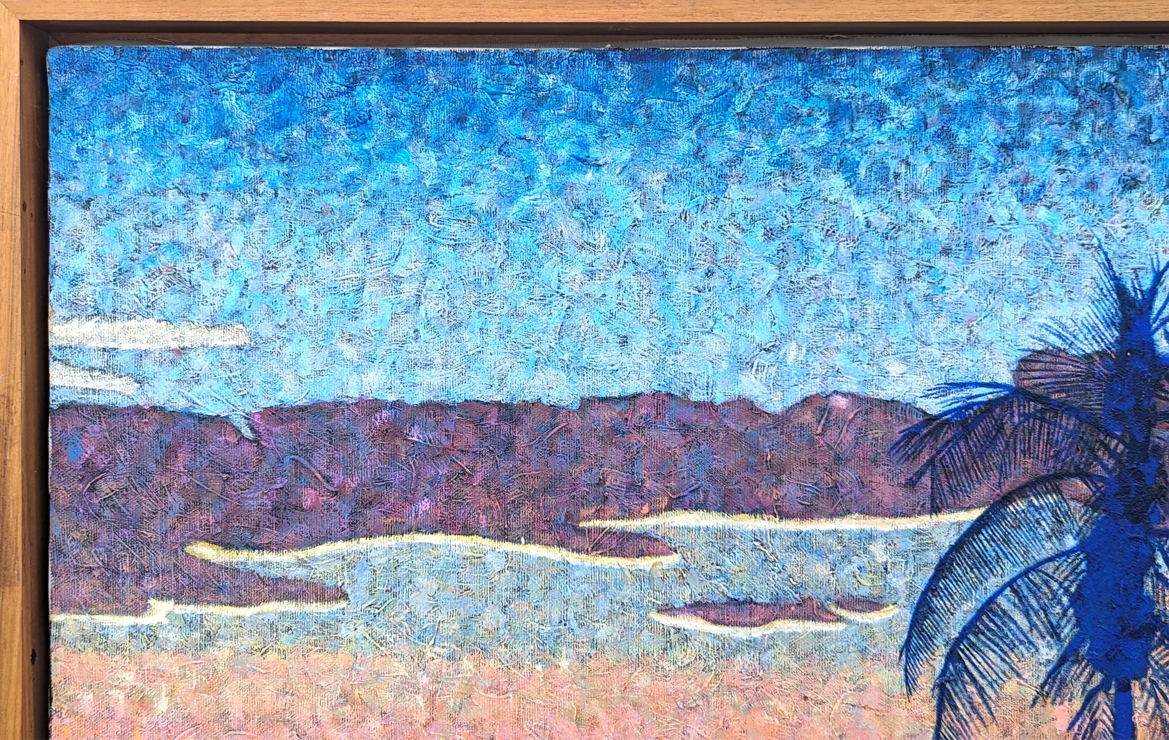sunset pointillism landscape