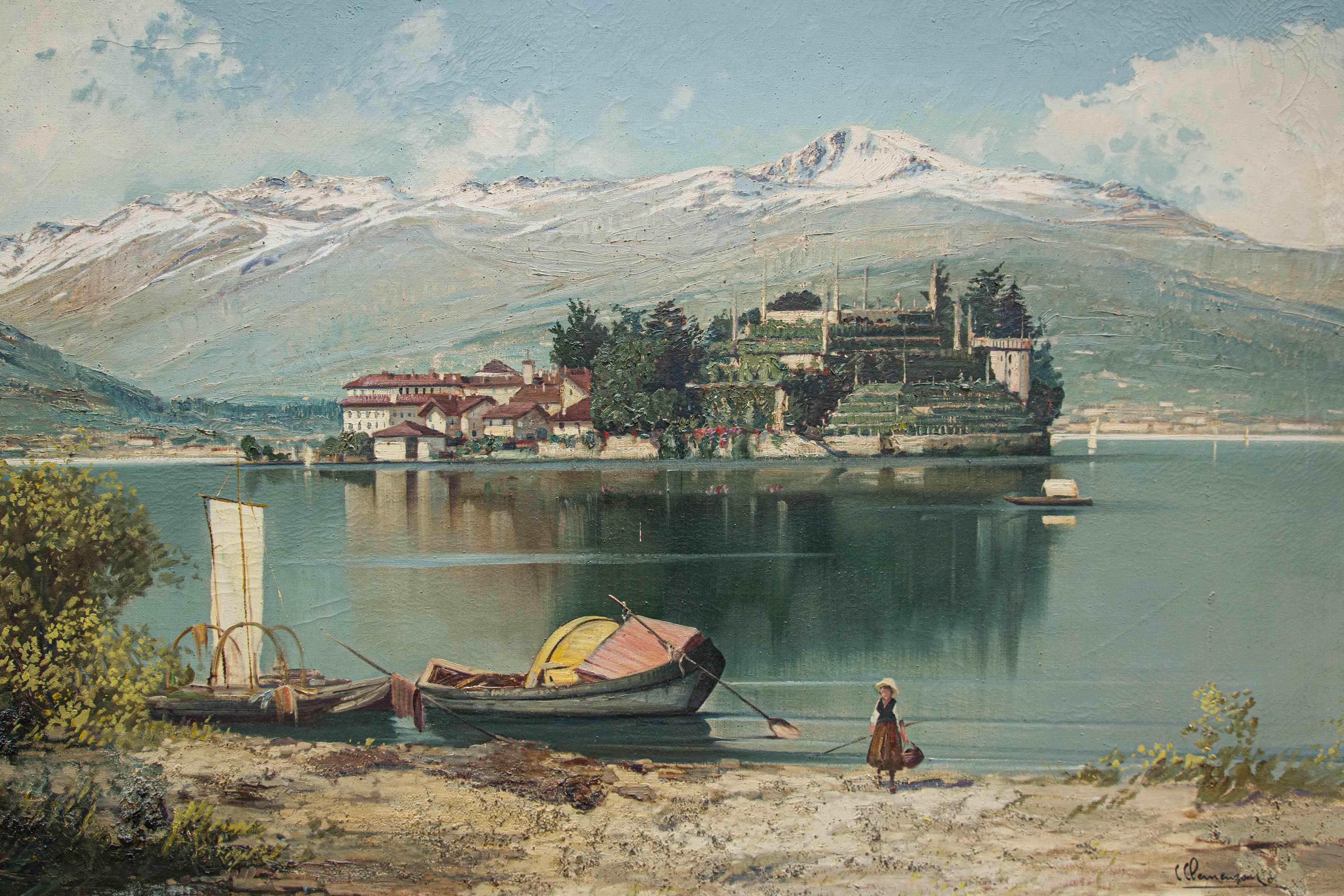  View of Isola bella on Lake Maggiore canvas by Clark Van Clemenson  For Sale 3