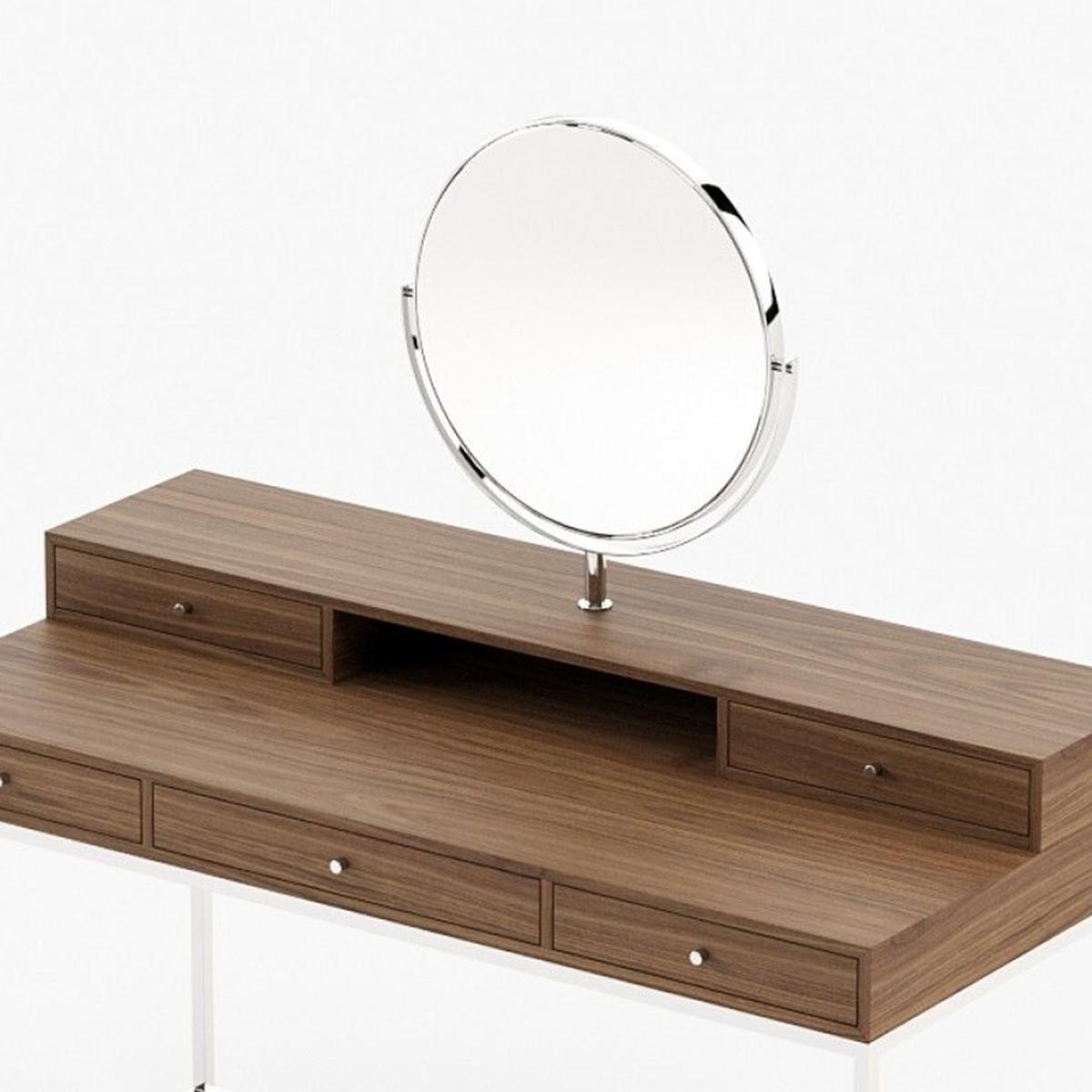 Stainless Steel Clark Walnut Dressing Table For Sale