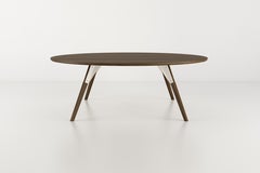 Clarke Industrial Coffee Table Oval Walnut White