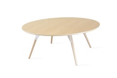 Clarke Industrial Coffee Table Round Maple White
