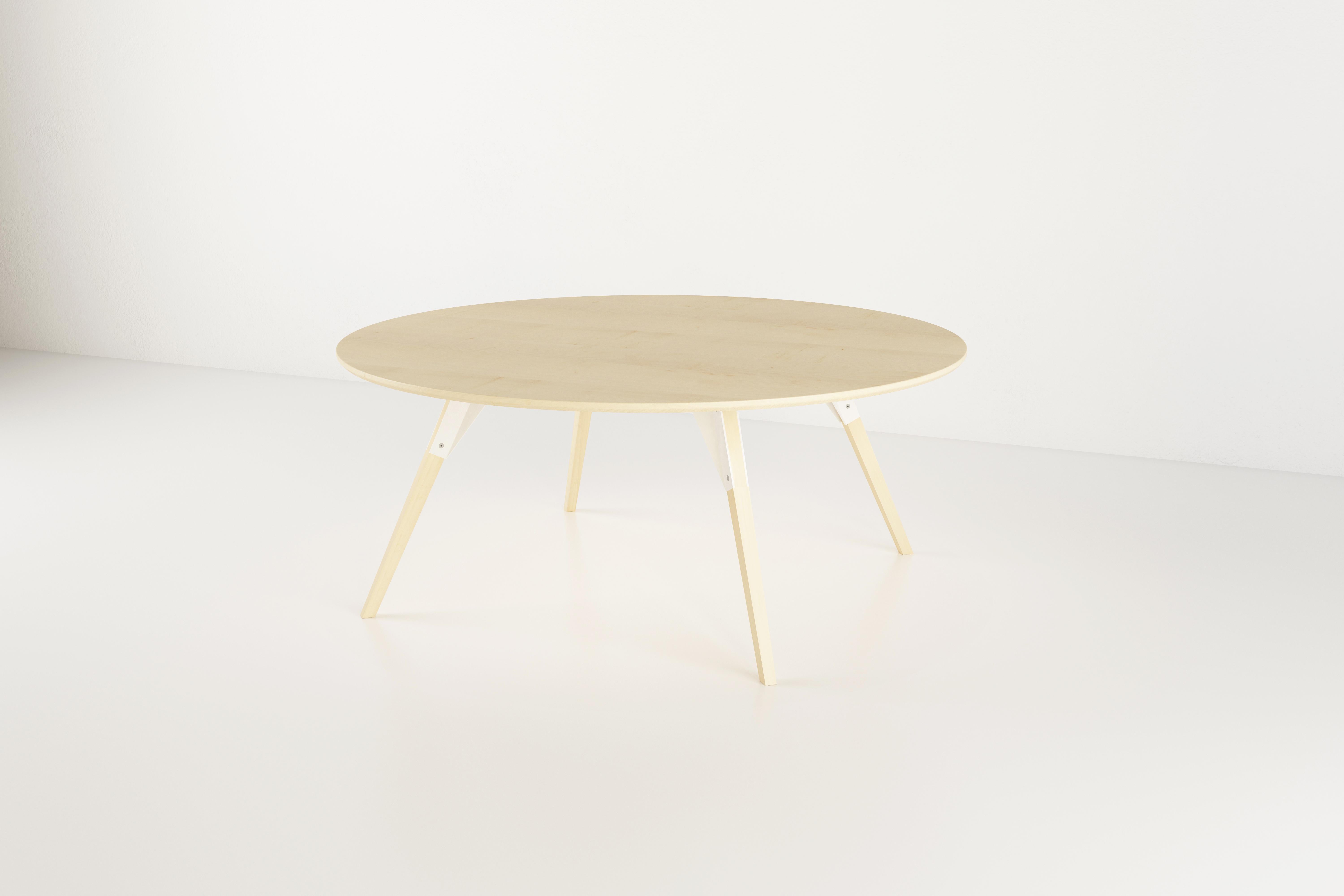 American Clarke Industrial Coffee Table Round Maple White For Sale