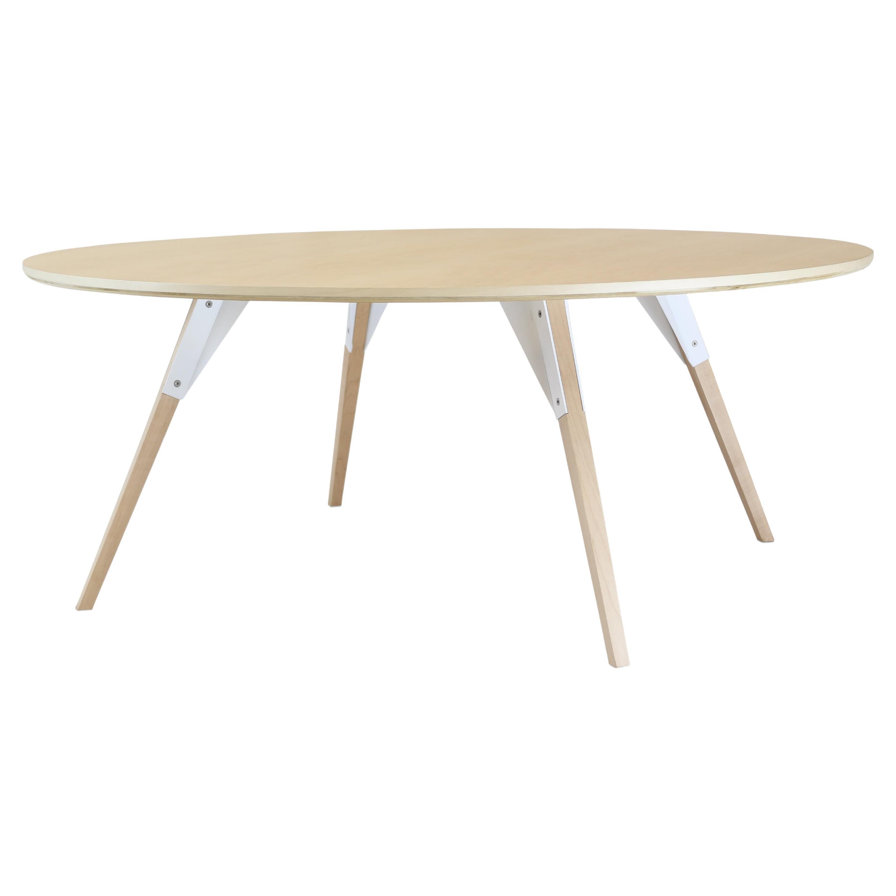 Clarke Industrial Coffee Table Round Maple White For Sale