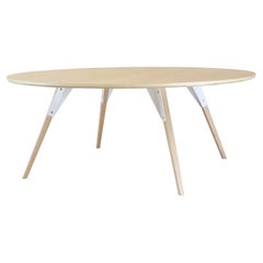 Clarke Industrial Coffee Table Round Maple White