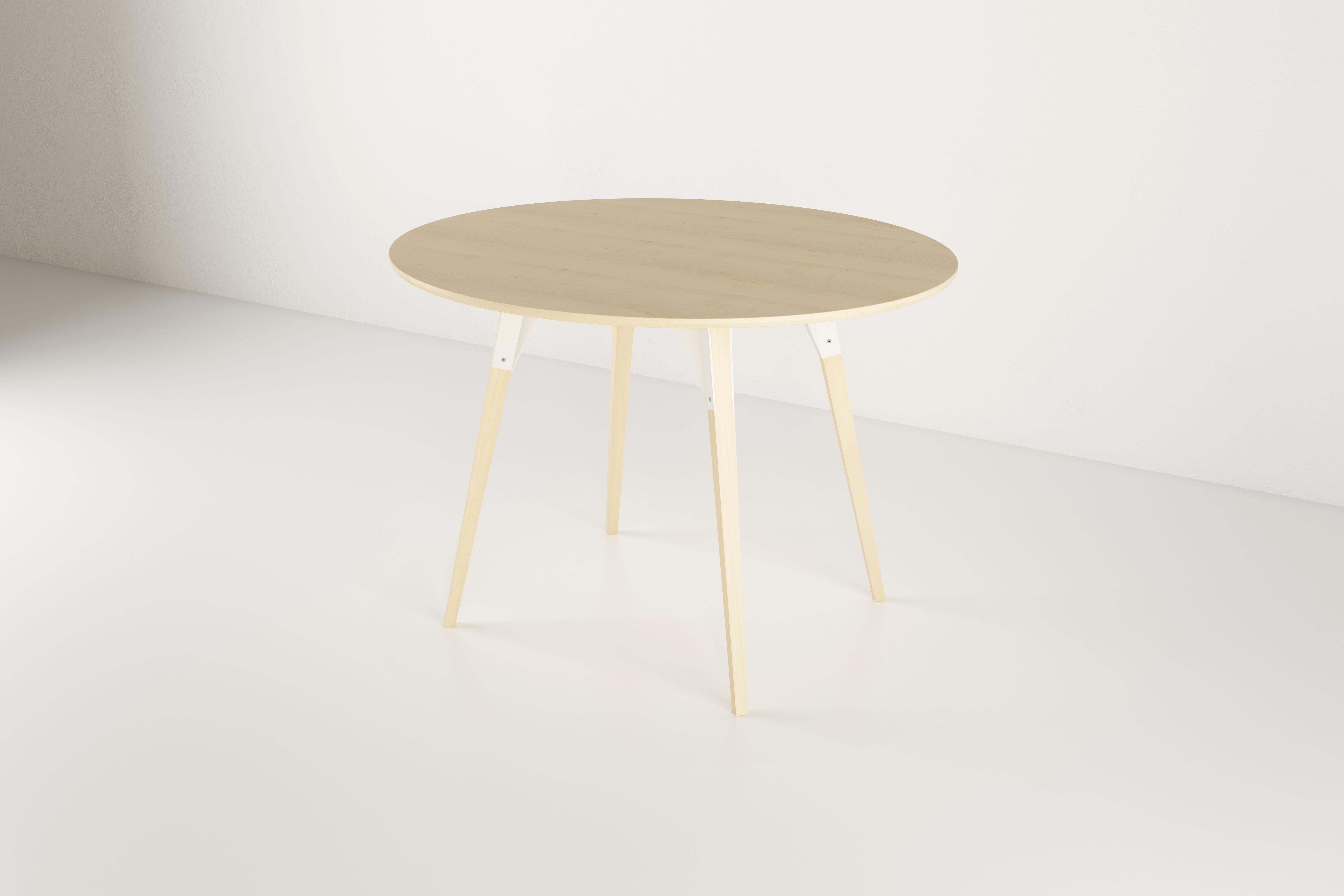 Modern Clarke Industrial Oval Table Maple White For Sale