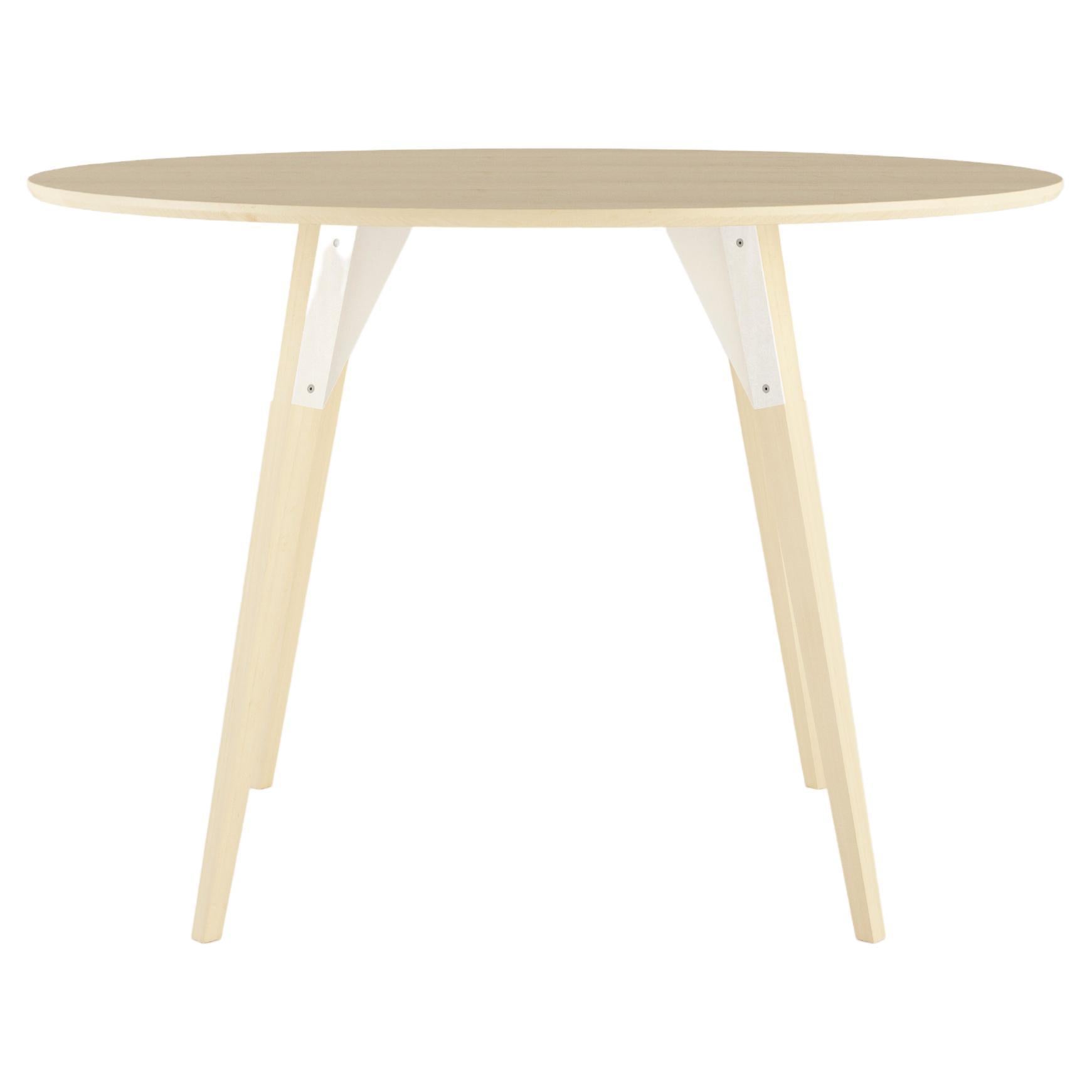 Clarke Industrieller ovaler Tisch aus Ahornholz in Weiß