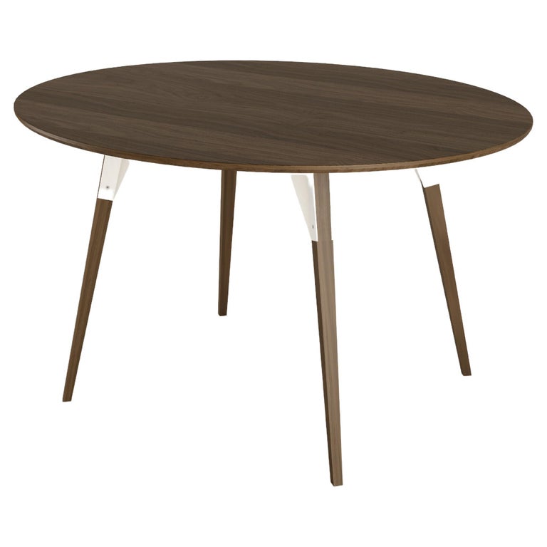 Clarke Industrial Oval Table Walnut White For Sale at 1stDibs