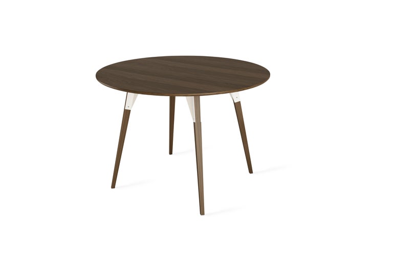 Clarke Industrial Round Table Walnut White For Sale at 1stDibs