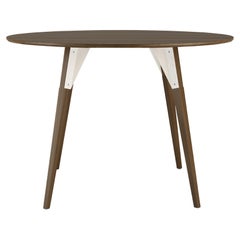 Clarke Industrial Round Table Walnut White