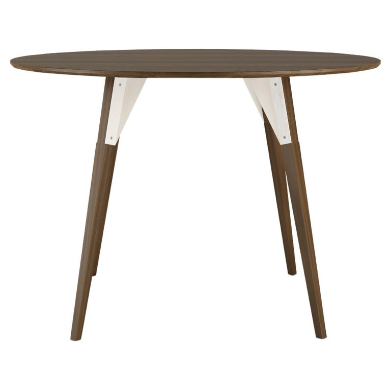 Clarke Industrial Round Table Walnut White For Sale at 1stDibs