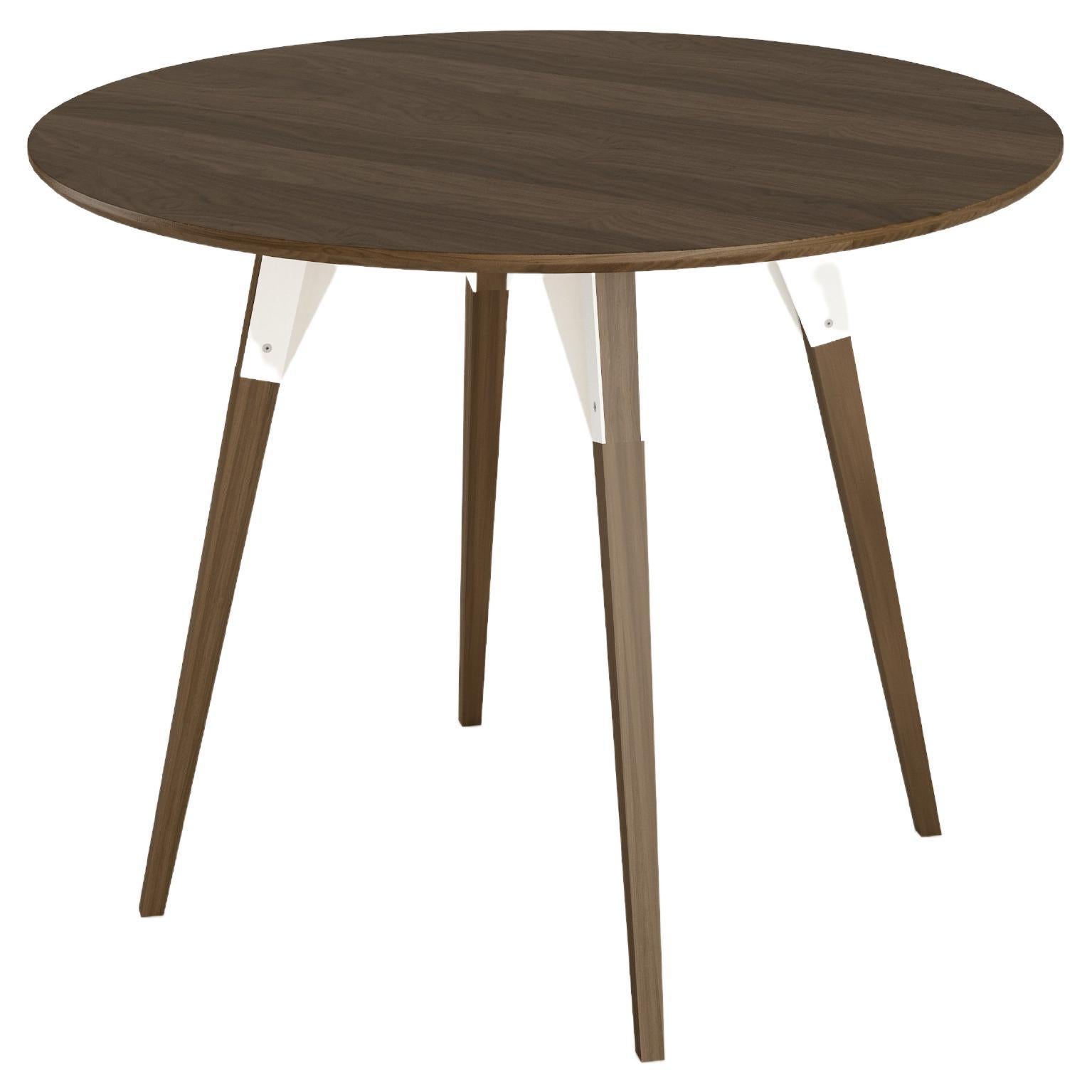 Clarke Industrial Round Table Walnut White