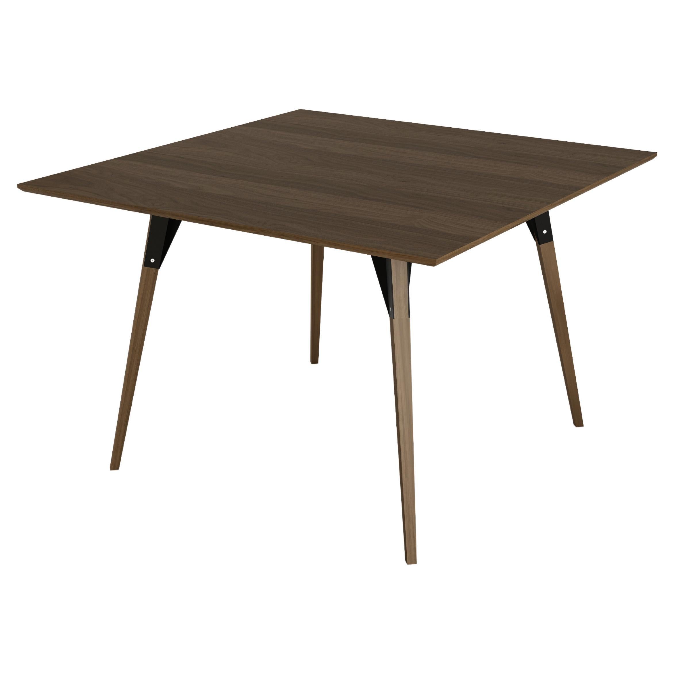 Clarke Industrial Square Table Walnut Black For Sale