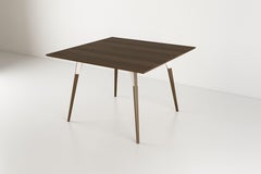 Clarke Industrial Square Table Walnut White