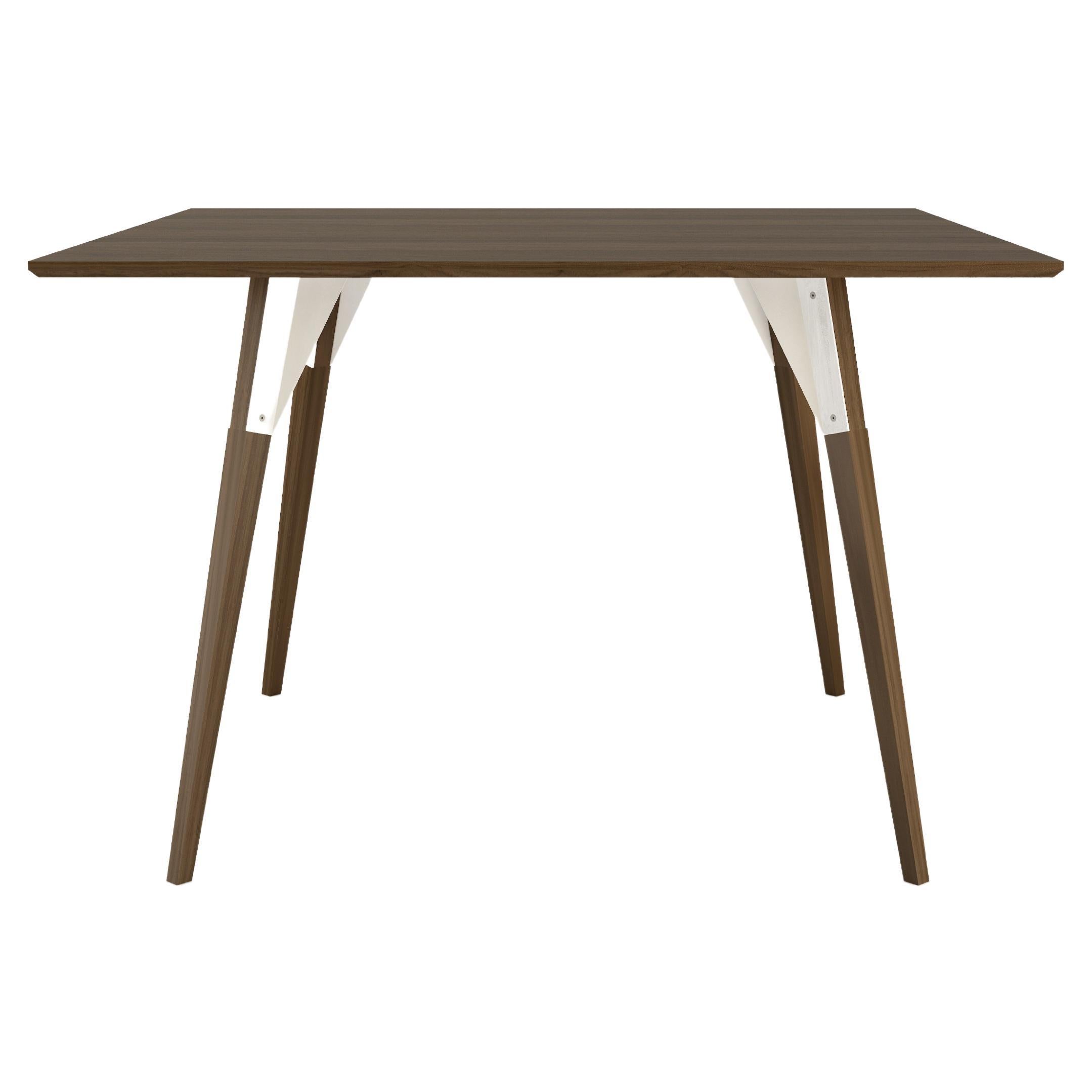 Clarke Industrial Square Table Walnut White