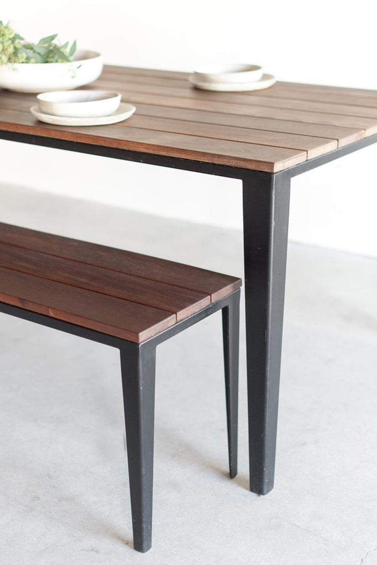 This Dining Table is Custom Made in Los Angeles. The wood
planks are ordered to size by length. The Steel frame is cut, welded, and powder coated. 

Note: Outdoor furniture pieces, while designed to withstand environmental factors, are not